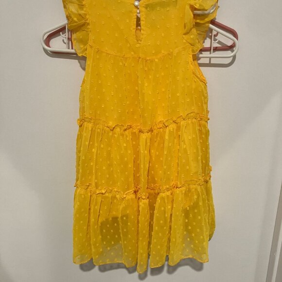AGQT Toddler Girls  Sleeveless Pleated Ruffle Dress, Yellow, Size 5-6Y - Picture 3 of 4